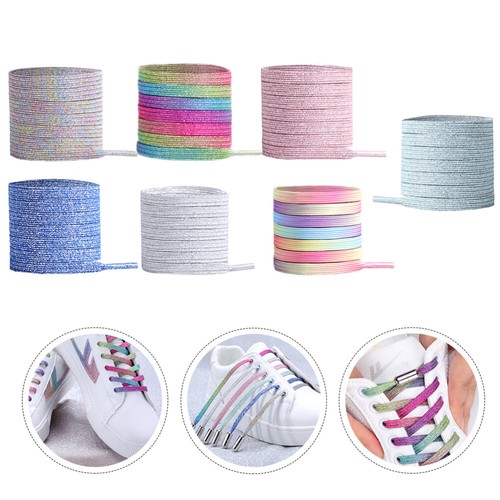 7 Pairs Colorful Elastic Tieless with Buckle Tieless Glitter - Picture 7 of 12