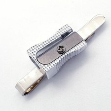 Unique! PENCIL SHARPENER TIECLIP chrome TEACHER tie bar STUDENT school QUIRKY