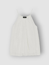  295 Theory Women's White Pleated Lace Camisole Top Petite Size P