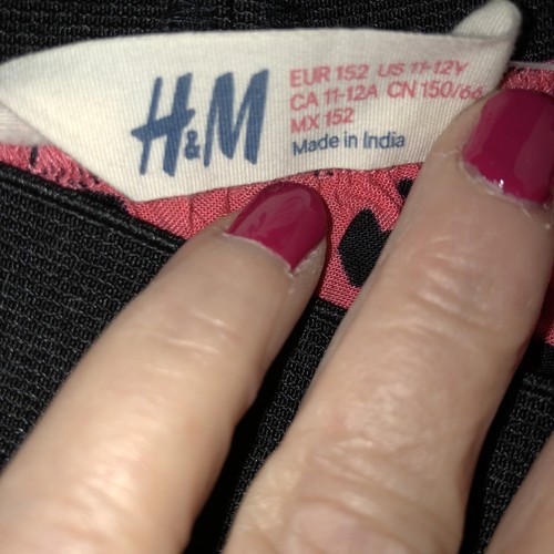 H & M New Black & Salmon Heart, 11/12 year old Valentine Skirt W/elastic Waist - Picture 5 of 20
