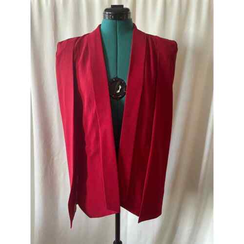 Nasty Gal Red Lightweight Crepe Textured Shoulder Pad Lined Short Cape Size S - Picture 1 of 4