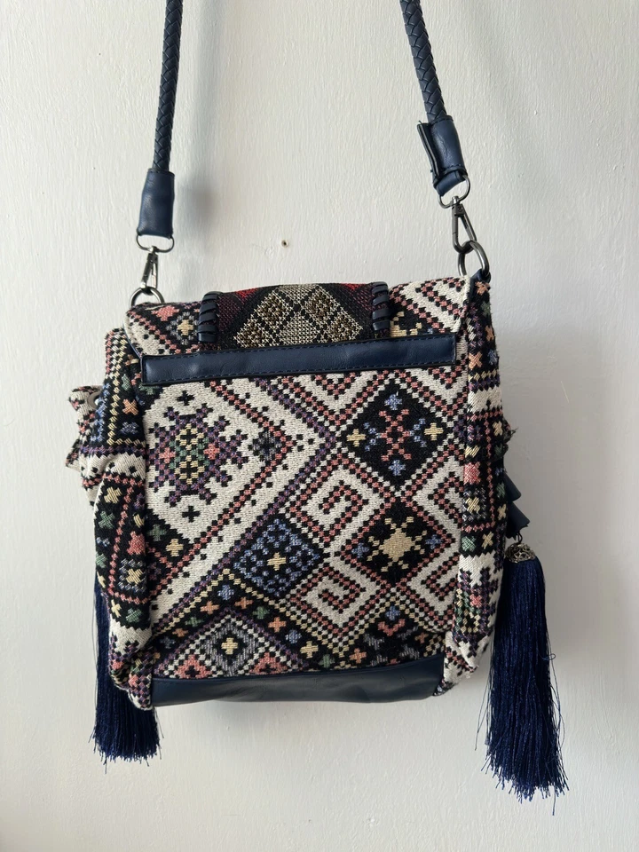 Bolso de Hombro BOHO Vieta Tapiz Tejido Suroeste Borlas Geométricas Holgado Foto 2 de 4