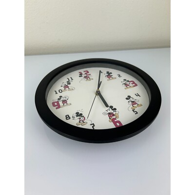 Disney It's Mickey Mouse Time Wall Clock Round Circular Black Red