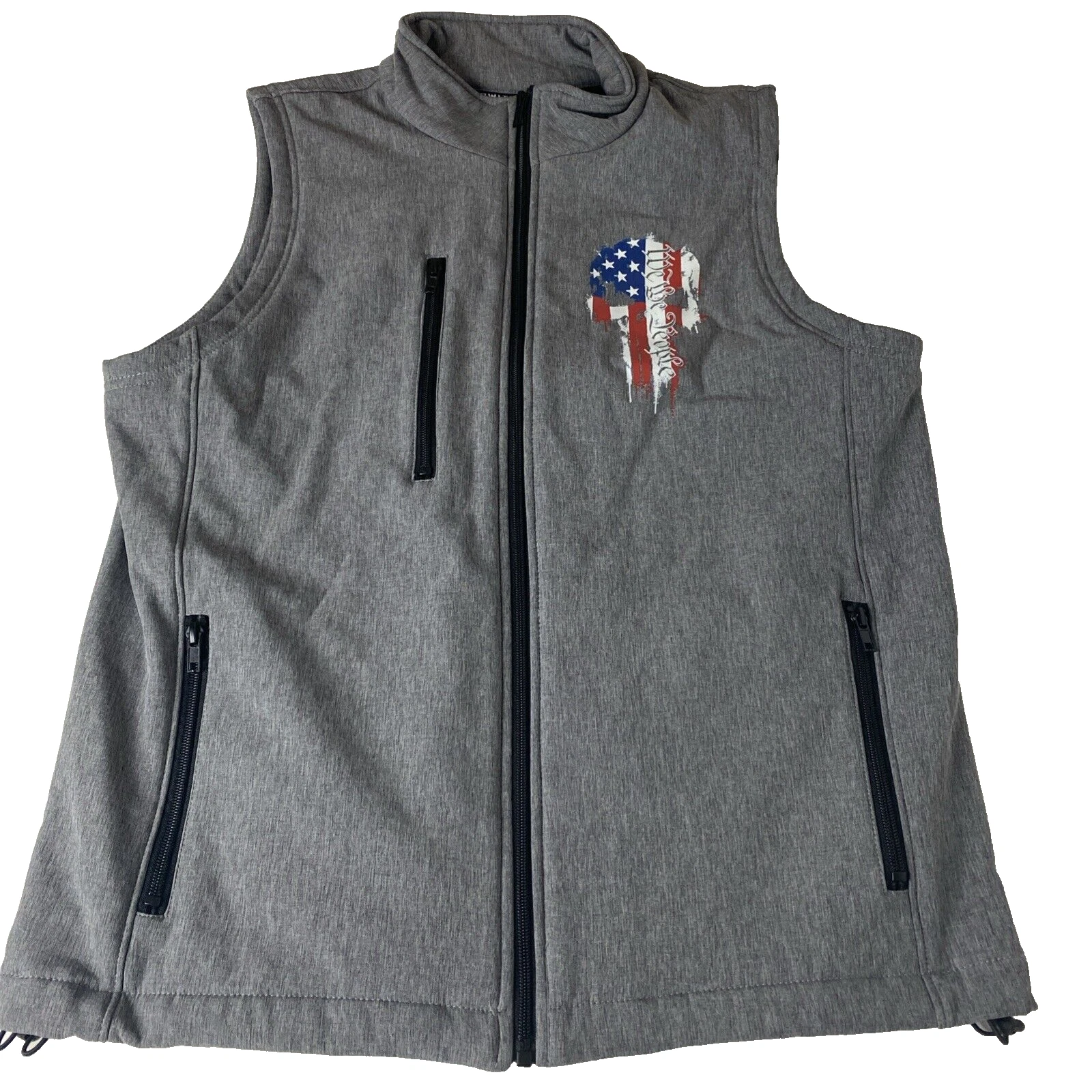 Howitzer Mens Small Vest Gray We The People Skull Vest New Patriotic USA Freedom