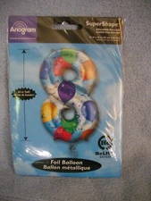 SuperShape Foil #8 Anagram Balloons Jumbo Party Balloon NEW in PACKAGE 34 inches