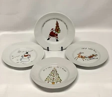 Pottery Barn Christmas Holiday Cheer Dessert Salad Plates Set Of 4 No Box 8”