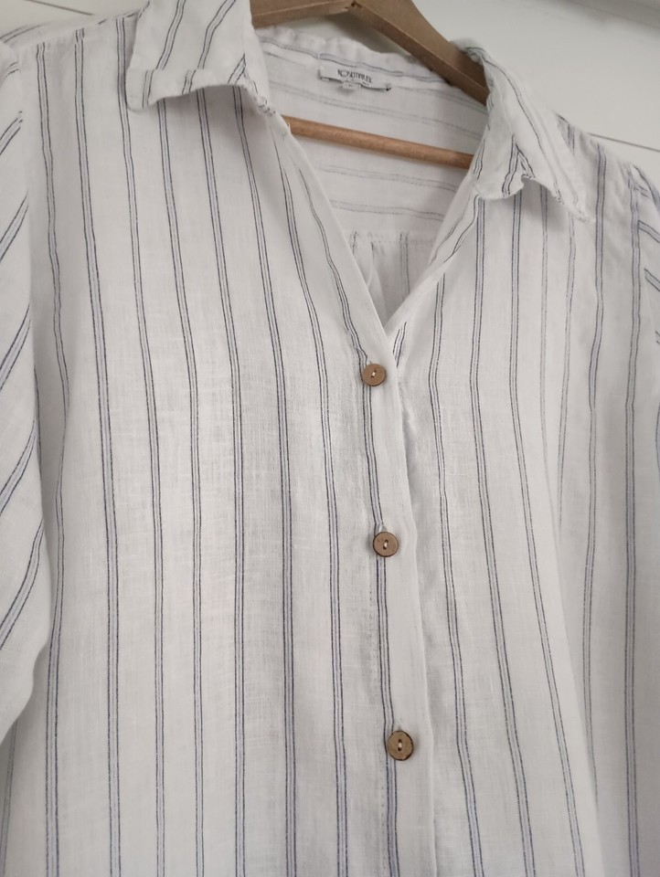 Rosemarine Italy Size Large 100 Linen Roll Tab Shirt Tunic Lagenlook