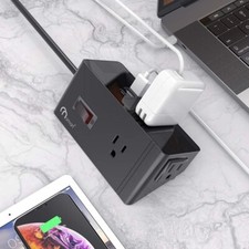 Power Strip Flat Plug with 3 Outlets 2 USB Ports  1 USB-C 5Ft Extension UL Cord