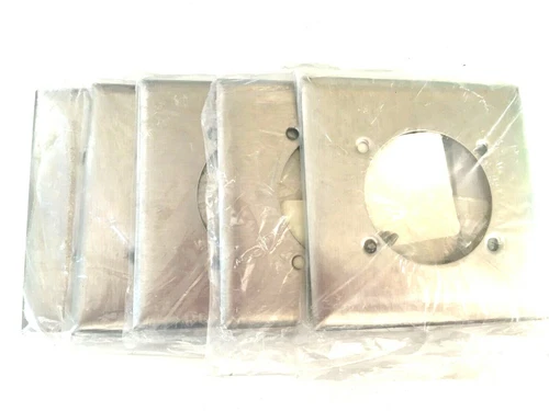 HUBBELL Wiring Device S701 Lot of 6 Single Receptacle Plate 2 Gang Silver NIP