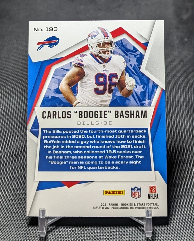 Carlos Boogie Basham Rookie Card RC 2021 Rookies & Stars #193 Buffalo Bills - Image 2 of 2