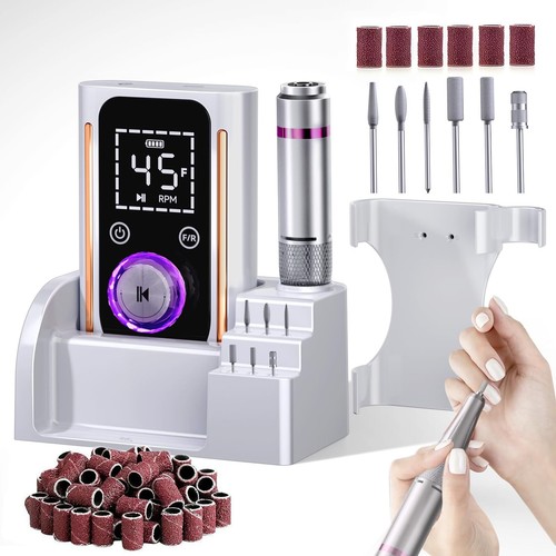 Nail Drill Portable Electric Nail File 45000RPM Cordless Nail Drill Professio...