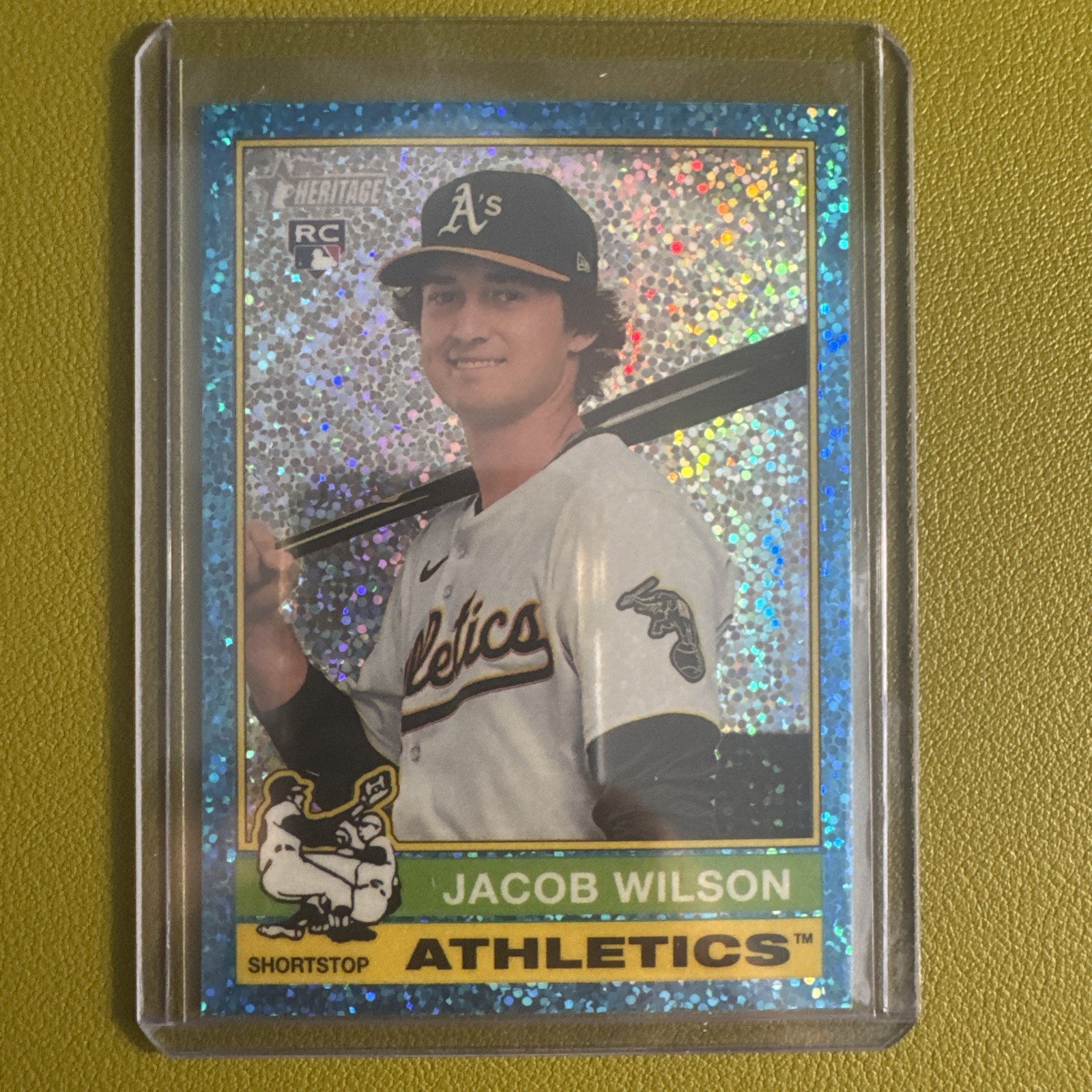 2025 Topps Heritage - Jacob Wilson #15 Chrome Light Blue Sparkle Refractor (RC)