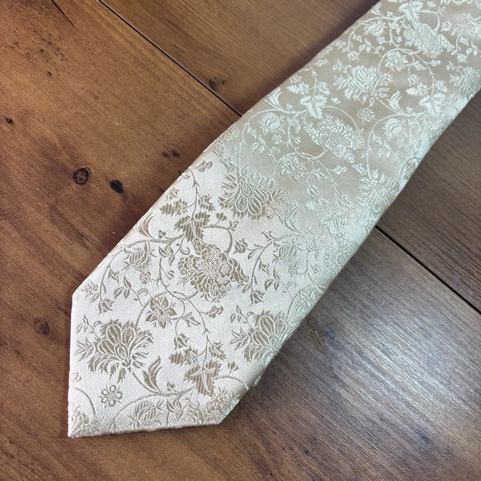 Thomas розовый мужской сделано в Англии слоновой кости бежевый шелк цветочный галстук - Изображение 4 из 4