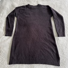 Lands' End Slounge Sweater Dress Black Lounge Crew Neck Size Medium 10-12 Womens