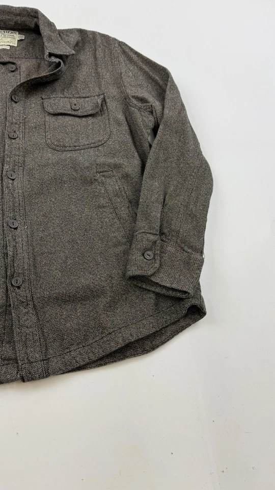 Grayers Shacket 男式大号棕色人字形夹克寒冷天气棉口袋 — 第 2/4 张图片