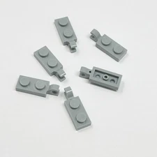 63868 LEGO Parts Plate Modified 1x2 Clip Horizontal Grip LIGHT BLUISH GRAY (6)