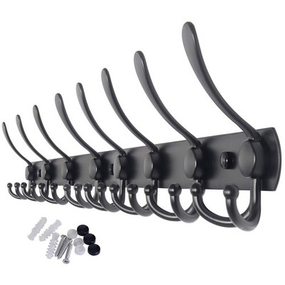 Coat Rack Wall Mount Long,8 Tri Hooks for Hanging Coats,30 inch Hook Rack Rai...