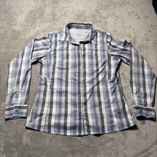 Columbia Omni Shade Blue Plaid Button Up Vented Fishing Shirt Medium