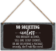 No Soliciting Sign for Home Front Door Funny No Soliciting Sign for House Wood H