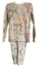 LL Bean Fitted PJ Set Size 5-6 Kids Silver Birch Organic Cotton NWT