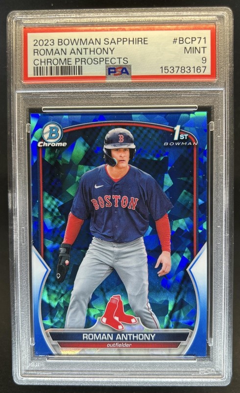 2023 Bowman Sapphire Roman Anthony Chrome 1st Prospect #BCP-71 Red Sox PSA 9