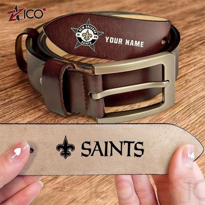 Personalized New Orleans Football Team Saintss Men PU Leather Belt Gift Him Dad