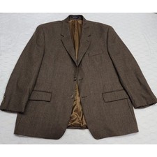 Chaps Ralph Lauren Blazer 46R Wool Sport Coat Brown Herringbone Vintage READ