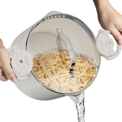 Eatex Pasta Pot with Strainer Lid - 5 Quart Multipurpose 5 Quarts, Cream 