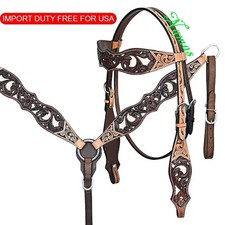 Horse Western Western Tack Floral Tooled Headstall Bridle  Breast Collar Set