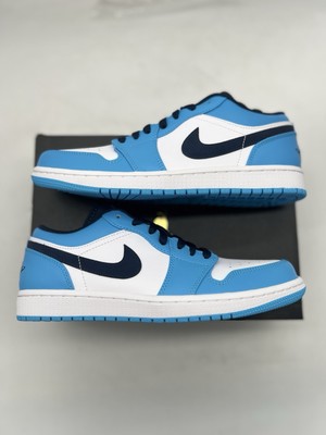 Size 7.5 - Air Jordan 1 Low UNC 2021 Black University Blue White Carolina NEW AJ