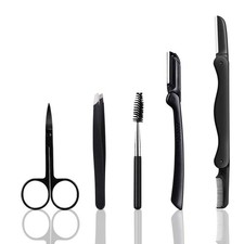 Eyebrow Razor, 5-in-1 Kit, Professional Grooming Set, Black