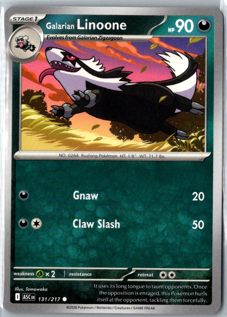 Galarian Linoone ME: Ascended Heroes 131/217 NM Normal Pokemon