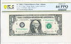 Federal Reserve Note Atlanta USA $1 1981 Gutter Fold Error PCGS  64PPQ
