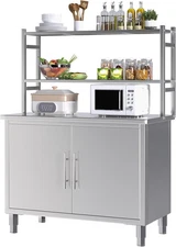 Stainless Steel Table with Cabinet 40"x20" Prep Table for Kitchen Countertop