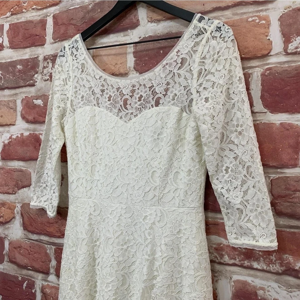 Vestido Casa Blanca Mercado Negro Para Mujer Talla 6 Transparente Floral Encaje Cremallera Noche Foto 3 de 4