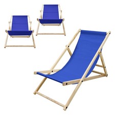 Lot de 3 chaises longue de jardin bain de soleil bleu foncé bois de pin 120 kg