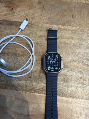 Apple Watch Ultra 2, 49mm Titanium Case with Ocean Band, Anchor Blue