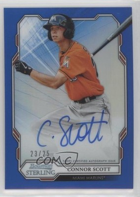 2019 Bowman Sterling Prospect Blue Refractor 23/25 Connor Scott Auto 2ct