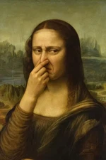 Funny Mona Lisa Bathroom Poster Print - 12x18 Wall Art Decor Artwork Picture