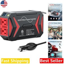 Reliable 300W Pure Sine Wave Inverter - 4 Ports, Overload Protection