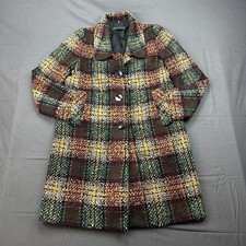 ZARA Tweed Coat Womens Small Multicolor Plaid...