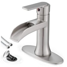 Bathroom Waterfall Faucet Single Handle, Brushed Nickel Brushed Nickel - Modern