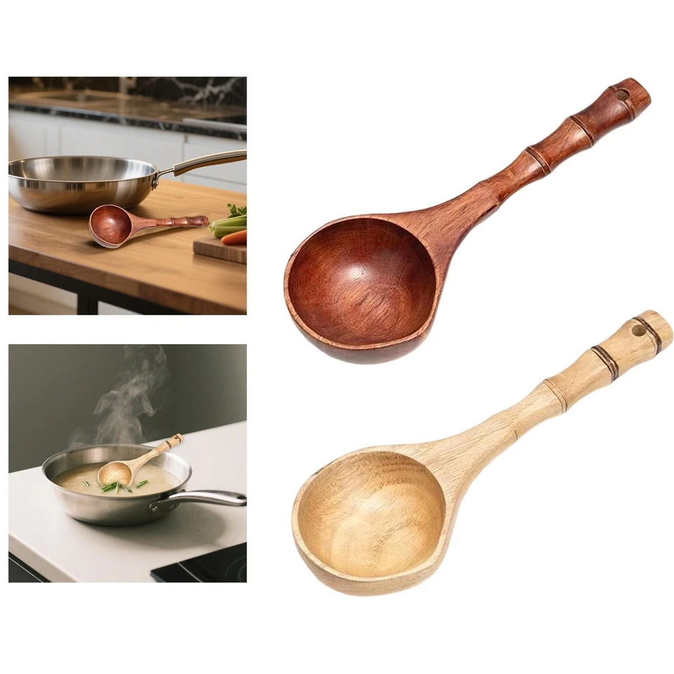 Louche en bois, cuillère, ustensile de cuisine, louche à eau pour remuer, - Photo 1/1