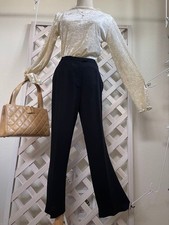 HERMES 42 size exquisite black flare slacks cleaned F/S from Japan