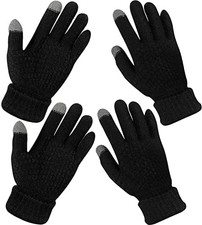 2 Pairs Womens Winter Touch Screen Gloves Fleece Lined Knit Warm