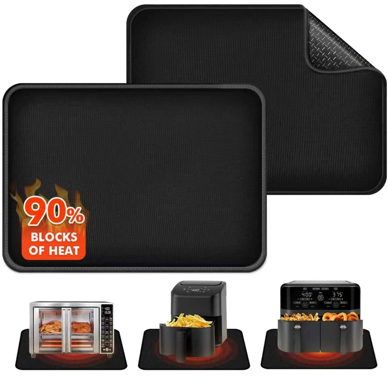 2-Pack Heat Resistant Mats for Countertop, 14x12in, 2mm Heat Resistant Mat fo...
