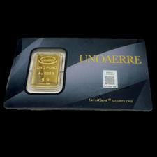 LINGOTTO DI ORO PURO 24KT CARATI 999% DA 5 GRAMMI E FIRMATO UNOAERRE GOLD INGOT.