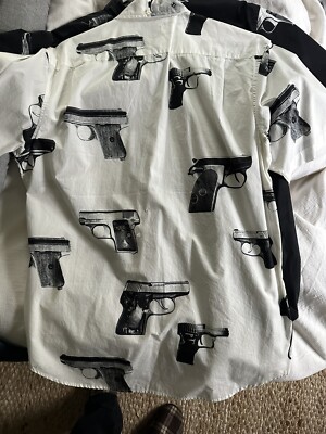 Supreme Guns Button Up Shirt SS13 White Size Large Carti rayon