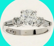 GIA Certified F Color Diamond Platinum Engagement Ring 1.30CT Size 4 1/2