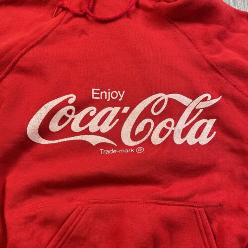 Vintage Coca Cola Enjoy Hoodie Rot Made In USA Große 80er 90er Pullover - Bild 2 von 6
